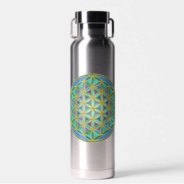 FLOWER OF LIFE - Sacred Geometrie Design 1 Water Bottle (Front)