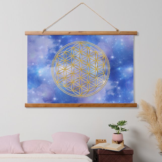 FLOWER OF LIFE - Sacred Geometrie Golden Style Hanging Tapestry (Bedroom)