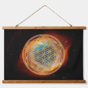 FLOWER OF LIFE - Sacred Geometrie Golden Style Hanging Tapestry