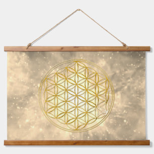 FLOWER OF LIFE - Sacred Geometrie Golden Style Hanging Tapestry