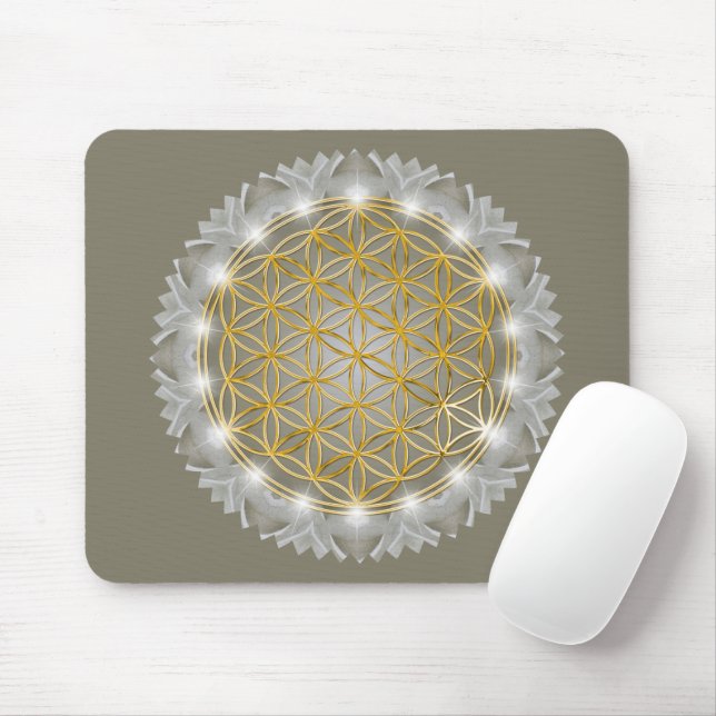 FLOWER OF LIFE - Sacred Geometrie Light 1 Mouse Mat (With Mouse)