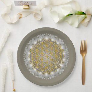 FLOWER OF LIFE - Sacred Geometrie Light 1 Paper Plate