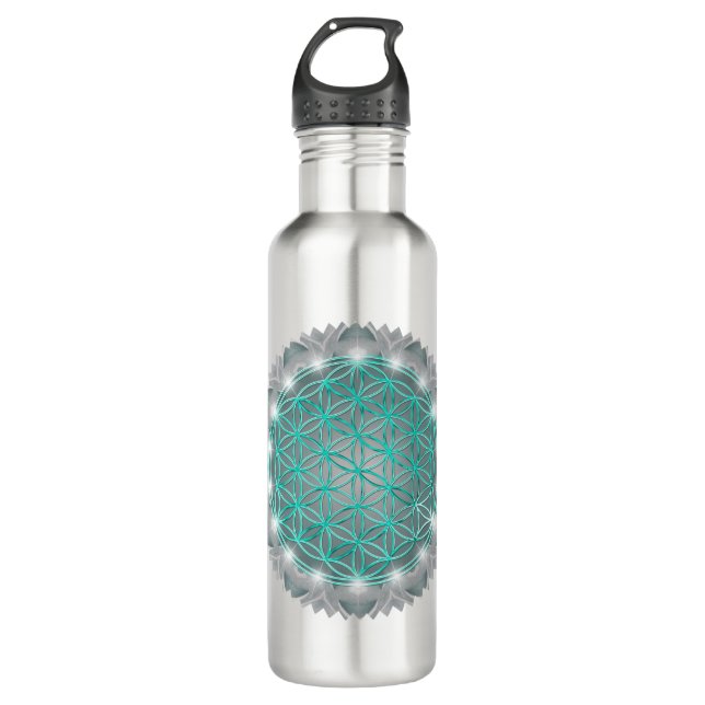 FLOWER OF LIFE - Sacred Geometrie Light 2 710 Ml Water Bottle (Front)