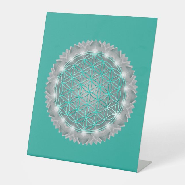 FLOWER OF LIFE - Sacred Geometrie Light 2 Pedestal Sign (Front)