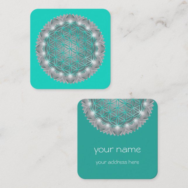 FLOWER OF LIFE - Sacred Geometrie Light 2 Square Business Card (Front/Back)