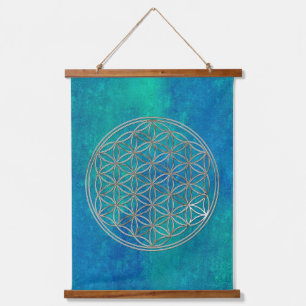 FLOWER OF LIFE - Sacred Geometrie Silver Style Hanging Tapestry