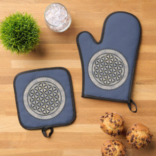 FLOWER OF LIFE - Sacred Geometrie Symbol Art 1 Oven Mitt & Pot Holder Set