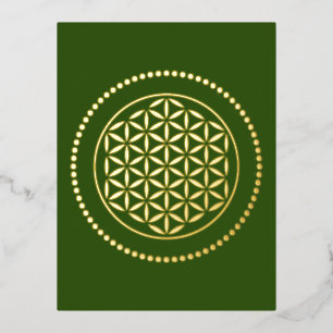 FLOWER OF LIFE - Sacred Geometrie Symbol Art 2 Foil Holiday Postcard