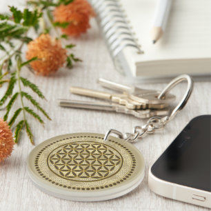 FLOWER OF LIFE - Sacred Geometrie Symbol Art 2 Key Ring