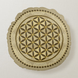 FLOWER OF LIFE - Sacred Geometrie Symbol Art 2 Round Cushion