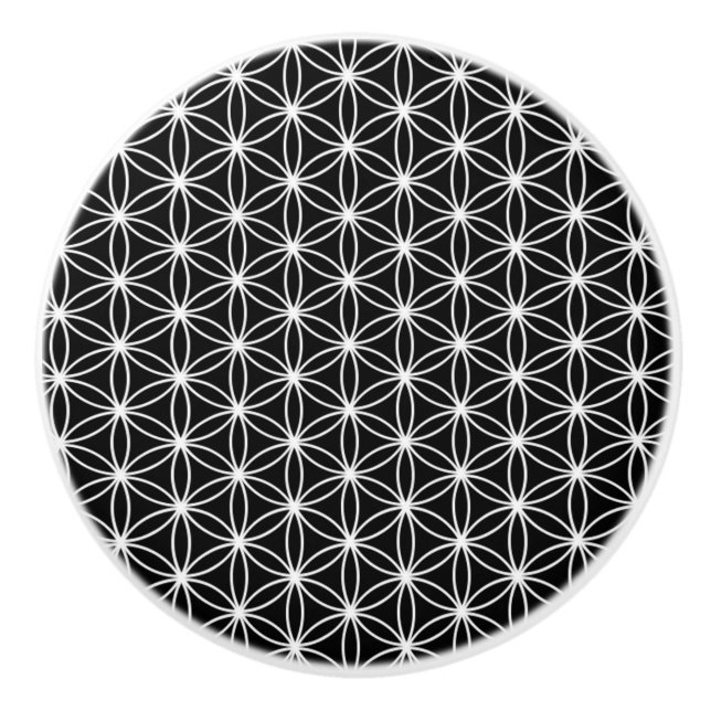 Flower Of Life Sacred Geometry Ceramic Knob (Front)