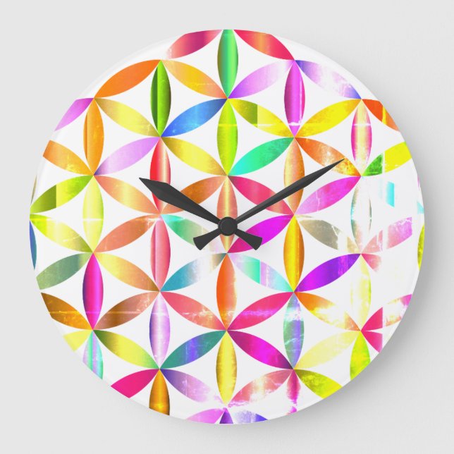 Flower of Life Sacred Geometry Design Wall Clock (Front)