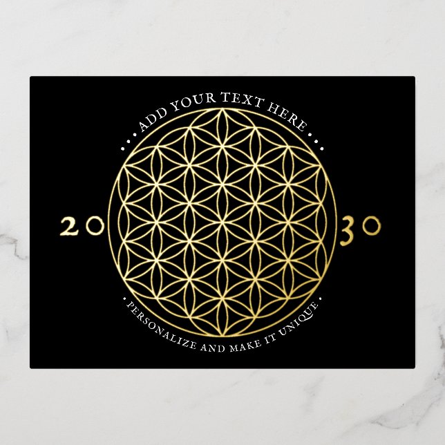 Flower of Life Sacred Geometry  Foil Invitation Postcard (Front)