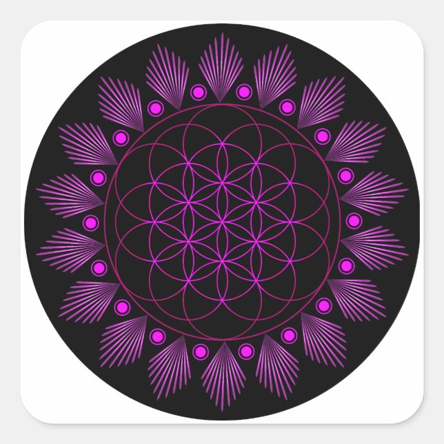Flower of life, Sacred Geometry, Healing Symbol Square Sticker (Front)