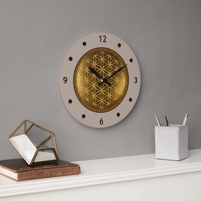 FLOWER OF LIFE - Sacred Geometry Medaillon 1 Large Clock (Office)