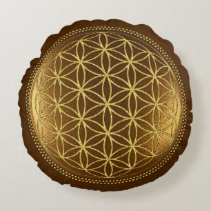 FLOWER OF LIFE - Sacred Geometry Medaillon 1 Round Cushion