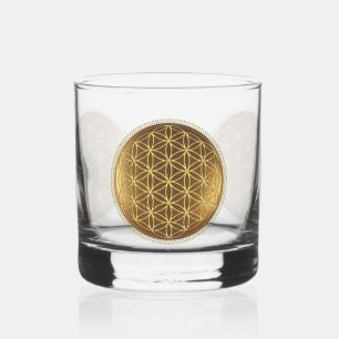 FLOWER OF LIFE - Sacred Geometry Medaillon 1 Whiskey Glass