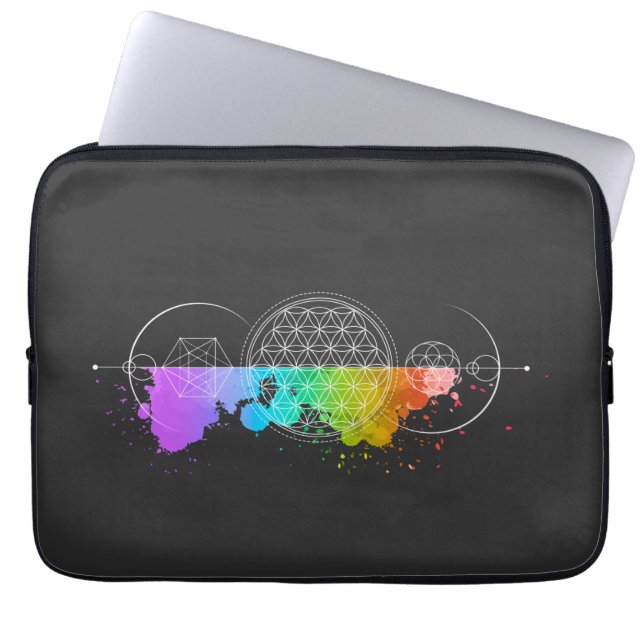 Flower of life - Sacred geometry - Moon - Chakra Laptop Sleeve (Front)