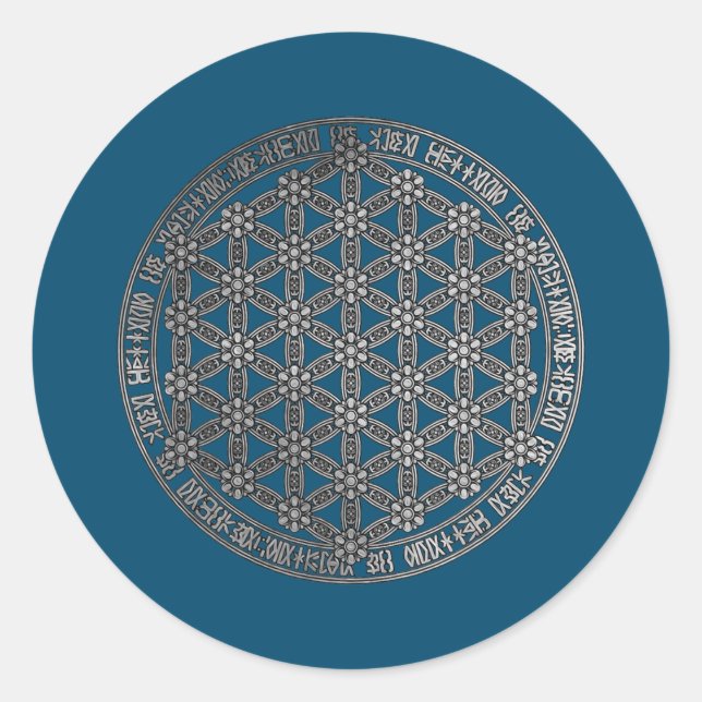 Flower Of Life Sacred Geometry Psychedelic Classic Round Sticker (Front)