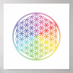 Flower of Life - Sacred Geometry Rainbow Pattern Poster