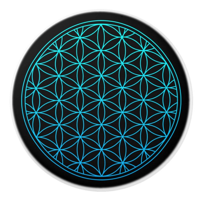 flower of life sacred geometry symbol ancient zen  ceramic knob (Front)