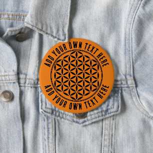 FLOWER OF LIFE - Sacred Geometry Symbol full 1 10 Cm Round Badge