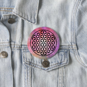 FLOWER OF LIFE - Sacred Geometry Symbol full 1 7.5 Cm Round Badge