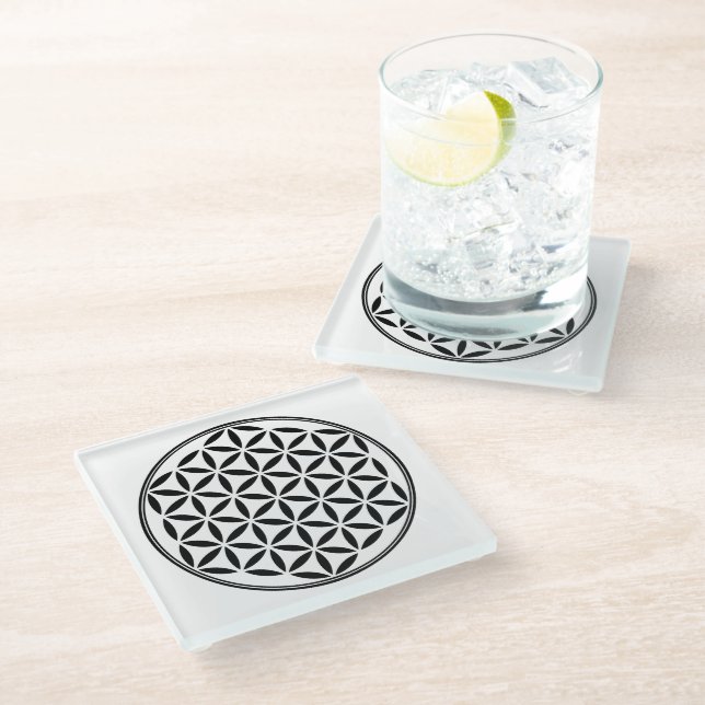FLOWER OF LIFE - Sacred Geometry Symbol full 1 Glass Coaster (Angled)