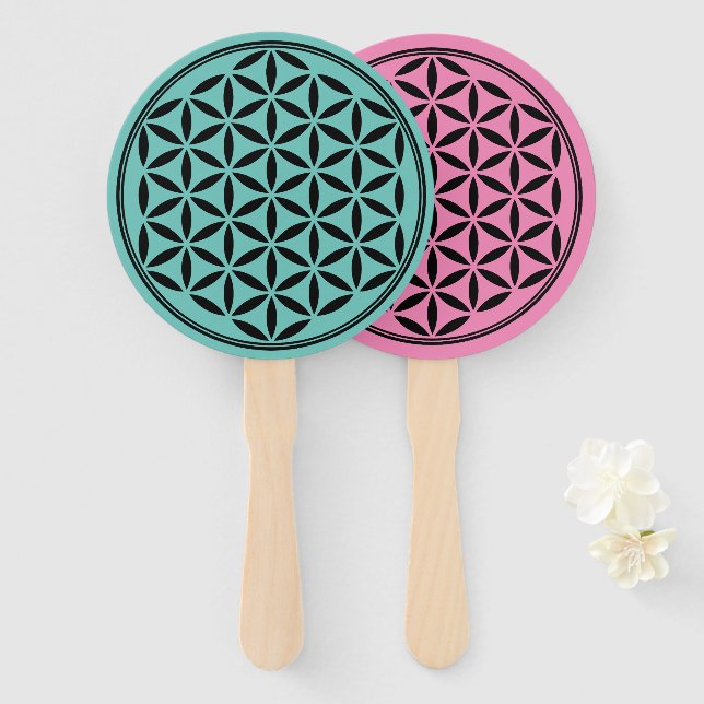 FLOWER OF LIFE - Sacred Geometry Symbol full 1 Hand Fan (Front and Back)