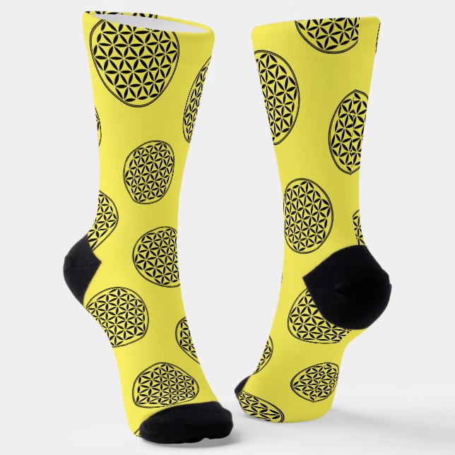 FLOWER OF LIFE - Sacred Geometry Symbol full 1 Socks (Angled)