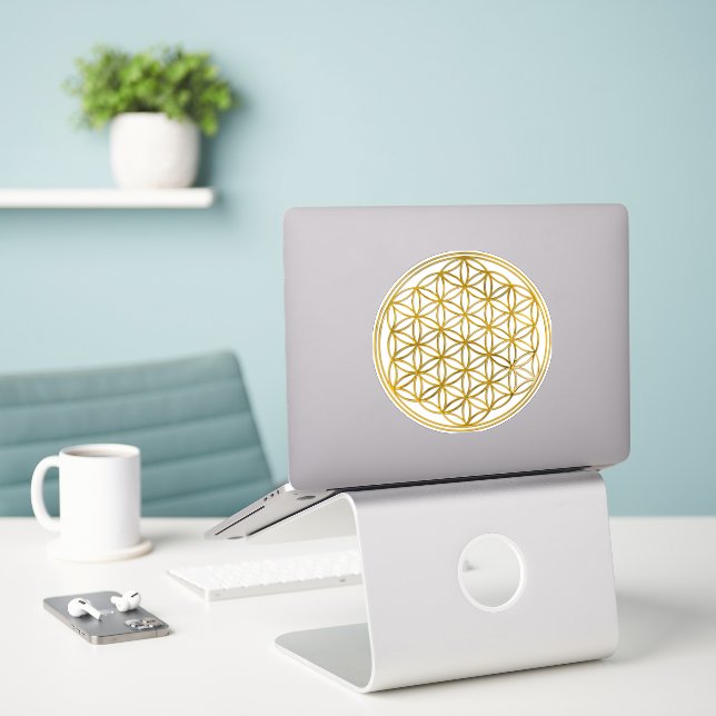 FLOWER OF LIFE - Sacred Geometry Symbol gold 1 (Laptop On Desk)
