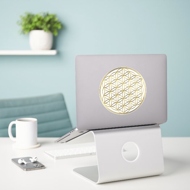 FLOWER OF LIFE - Sacred Geometry Symbol gold 2 (Laptop On Desk)