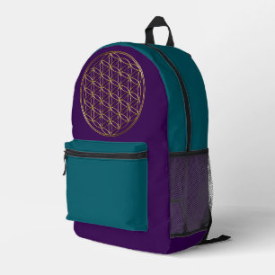 FLOWER OF LIFE - Sacred Geometry Symbol gold 2 Printed Backpack