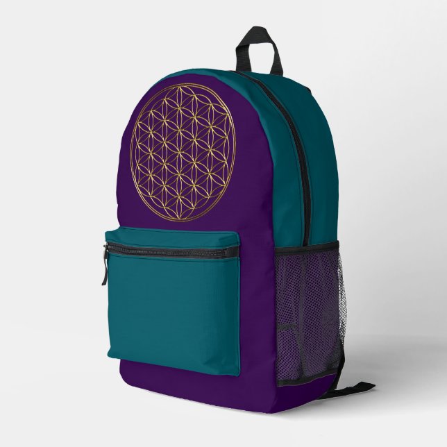 FLOWER OF LIFE - Sacred Geometry Symbol gold 2 Printed Backpack (Back Corner Right)