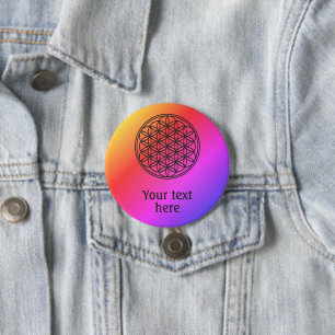 FLOWER OF LIFE - Sacred Geometry Symbol outline 1 7.5 Cm Round Badge