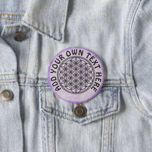 FLOWER OF LIFE - Sacred Geometry Symbol outline 1 7.5 Cm Round Badge