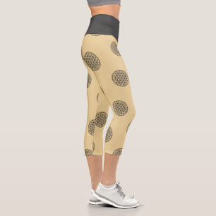 FLOWER OF LIFE - Sacred Geometry Symbol outline 1 Capri Leggings