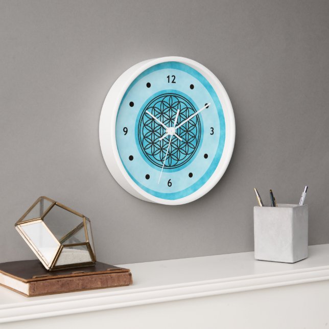 FLOWER OF LIFE - Sacred Geometry Symbol outline 1 Clock (Office)