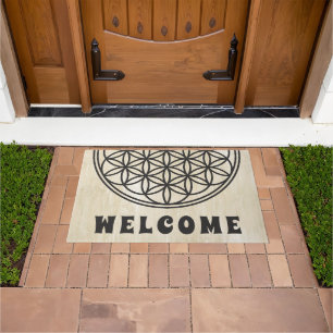 FLOWER OF LIFE - Sacred Geometry Symbol outline 1 Doormat