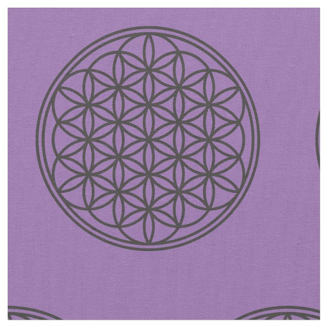 FLOWER OF LIFE - Sacred Geometry Symbol outline 1 Fabric (Close Up)