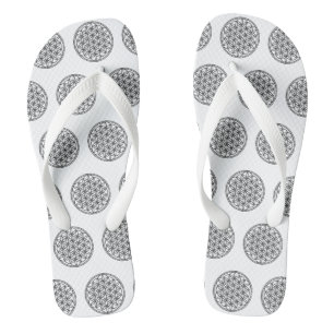 FLOWER OF LIFE - Sacred Geometry Symbol outline 1 Flip Flops