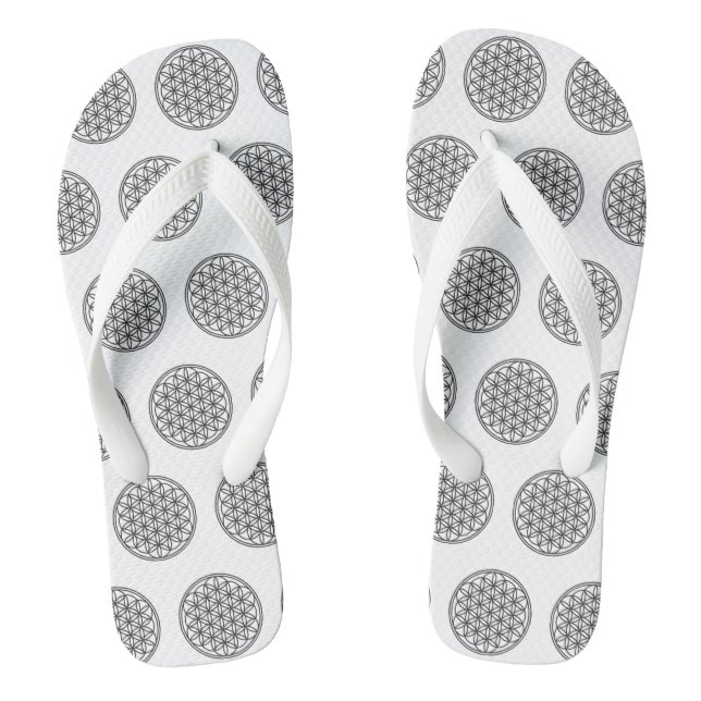 FLOWER OF LIFE - Sacred Geometry Symbol outline 1 Flip Flops (Footbed)