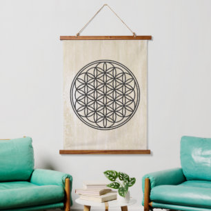 FLOWER OF LIFE - Sacred Geometry Symbol outline 1 Hanging Tapestry