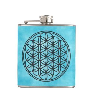 FLOWER OF LIFE - Sacred Geometry Symbol outline 1 Hip Flask