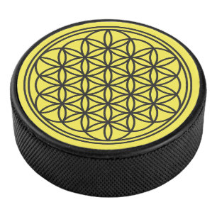 FLOWER OF LIFE - Sacred Geometry Symbol outline 1 Hockey Puck