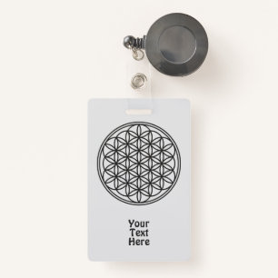FLOWER OF LIFE - Sacred Geometry Symbol outline 1 ID Badge