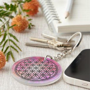 FLOWER OF LIFE - Sacred Geometry Symbol outline 1 Key Ring