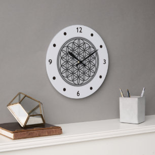 FLOWER OF LIFE - Sacred Geometry Symbol outline 1 Large Clock