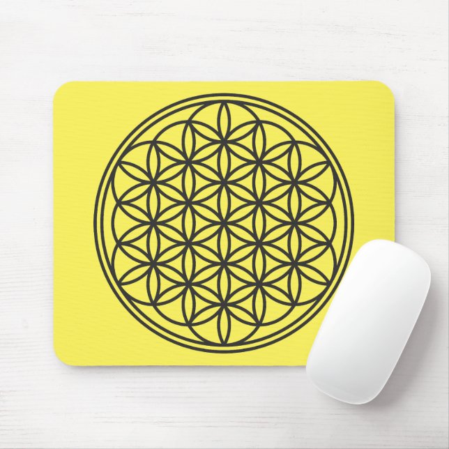 FLOWER OF LIFE - Sacred Geometry Symbol outline 1 Mouse Mat (With Mouse)