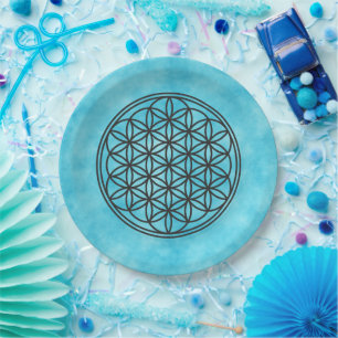 FLOWER OF LIFE - Sacred Geometry Symbol outline 1 Paper Plate